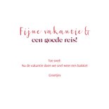 Vakantiekaart met bergen, tent en fietsen met fijne vakantie 3
