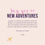 Vakantiekaart say yes to new adventures vliegtuig wereldreis 3