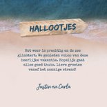 Vakantiekaart strand zee goud foto hout 3