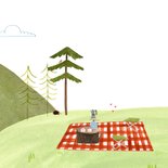 Vakantiekaartje groetjes uit Noorwegen kamperen tent 2