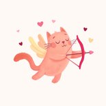 Valentijnskaart grappig kat illustraties hartjes liefde 2