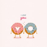 Valentijnskaart met twee donuts die verliefd zijn 2