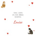 Valentijnskaart met verschillende katten en hartjes. 3