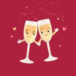 Valentijnskaart proost champagne cartoon grappig stel 2