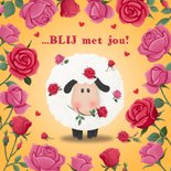 Valentijnskaart schaap met rozen 3