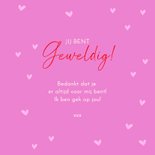 Valentijnskaart teckel hond met roze hartjes bril 3