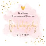 Valentijnskaart waterverf roze typografie goudlook confetti 3