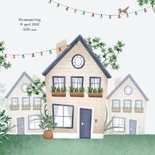 Verhuiskaart huis illustratie feest dieren planten 2