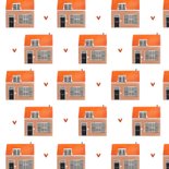 Verhuiskaart nieuwe woning huizen patroon illustratie Achterkant