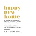 Verhuiskaartjes happy new home goudfolie Achterkant
