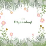 Verjaardag hippe kaart met bloemen en botanica 3