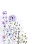 Verjaardagkaart veldbloemen in paarse kleuren 2