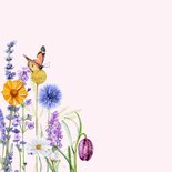 Verjaardagkaart veldbloemen met vlinders 2