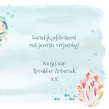 Verjaardagskaart 1 jaar met zeemeermin, vissen en zeesterren 3
