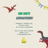 Verjaardagskaart 3 jaar dinosaurus en taart en ballonnen 3