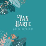 Verjaardagskaart 70 jaar typografie en tropische bladeren 2