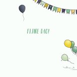 Verjaardagskaart auto groen met ballonnen 3