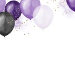 Verjaardagskaart ballonnen confetti paars goud gefeliciteerd 2