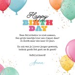 Verjaardagskaart ballonnen kleurrijk goud confetti 3