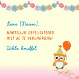 Verjaardagskaart balonnen, stippen, bloemetjes 3