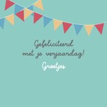 Verjaardagskaart - Beer met blauwe feestmuts 3