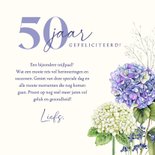 Verjaardagskaart blauwe en witte hortensia's 3