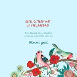 Verjaardagskaart bloemen en vogels kleurrijk 3