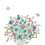 Verjaardagskaart boeket bloemen met vlinders 2