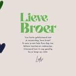 Verjaardagskaart broer dikke kus van je lieve zus hartjes 3