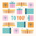 Verjaardagskaart cadeautjes hip modern illustratie 2