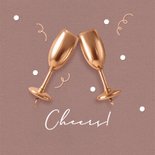 Verjaardagskaart champagne ballonnen cheers oud roze 2