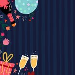 Verjaardagskaart champagne en discoballen 2