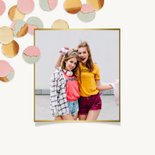 Verjaardagskaart confetti zusje jarig pastel roze groen 2