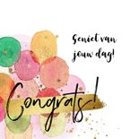 Verjaardagskaart Congrats watercolor ballonnen foto goud 2