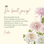 Verjaardagskaart dahliabloemen roze en wit 3