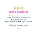 Verjaardagskaart dancing queen muziek disco vrouw 17 jaar 3