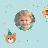 Verjaardagskaart dieren, ballonnen en cadeautjes 2