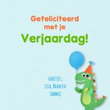 Verjaardagskaart dino met ballon 3