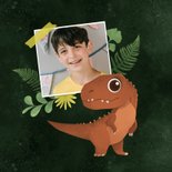Verjaardagskaart dino t-rex jungle bladeren stoer 2