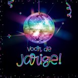 Verjaardagskaart discobal in lichtgevende regenboogkleuren 2