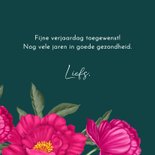 Verjaardagskaart donkerroze pioenrozen 3