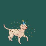 Verjaardagskaart felicitatie hond met feestmuts confetti 2