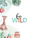 Verjaardagskaart felicitatie kind waterverf dieren feest 2