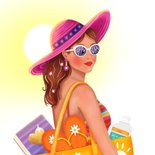 Verjaardagskaart felicitatie vrouw strand zomer zonnebril  2