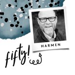 Verjaardagskaart 'fifty' met waterverf en spetters 2