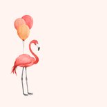 Verjaardagskaart flamingo ballonnen roze waterverf 2