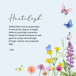 Verjaardagskaart gekleurde vlinders met veldbloemen  3