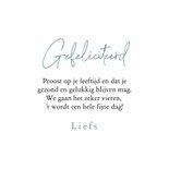 Verjaardagskaart gouden ballonnen confetti hout blauw 3
