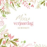 Verjaardagskaart handgetekend feestelijke bloemen & leeftijd 2