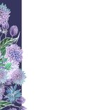 Verjaardagskaart hart paarse bloemen 2